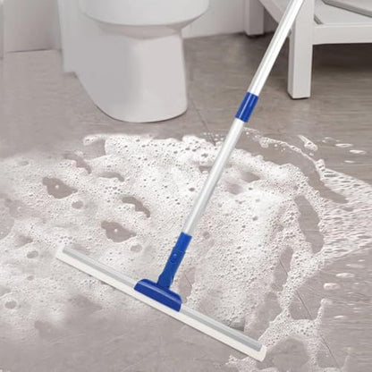 17" Magic Broom Squeegee Broom with 56" Adjustable Long Handle for Floor Bathroom Kitchen,Shower Tile Pet Hair Fur Marble Glass Window Cleaning