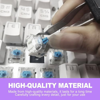 2-in-1 Mechanical Keyboard Keycap Puller Switch Puller Tool Kit Stainless Steel Key Remover with Dual Cleaning Brushes for Keyboard Maintenance
