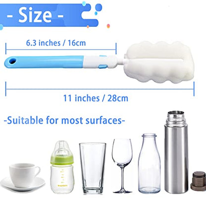 Bottle Brush Sponge Cup Brush Set with 4 Replacement Brush Head Portable Long Handle Water Bottle Cleaner Brush, for Baby Bottles Vacuum Flasks (4 Brushes + 4 Heads) - color: Brush 4pcs+4 Head
