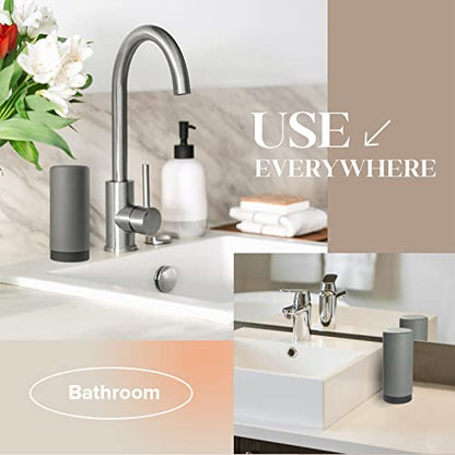 ElmRidge Dish Soap Silicone Dispenser for Kitchen Sink,Squeeze Washing Up Liquid and Hand Soap,Round refillable Silicone Bottles,Easy to Fill and to use, 8.5 oz,Black 2.4 x 2.4 x 5.5 inches (Gray) - color: Gray