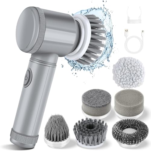 Electric Spin Scrubber - Shower Scrubber,Bathroom Scrubber Electric,for Cleaning Tub, Floor, Tile, Window, Sink, Kitchen Cleaning with 6 Electric Cleaning Brush Head (8)