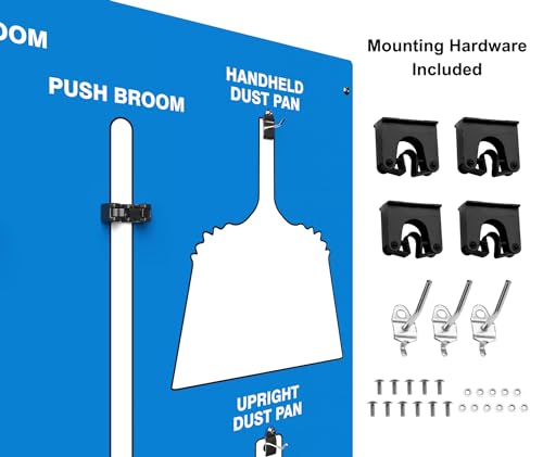 Clean & Sweep 5S Shadow Board/Wall Mount Broom Holder, 68" x 30" Board, 5S Cleaning Station - Board Only, Tools Sold Separately, Made in The USA by AccuformNMC, Blue/White, PSB114BUWT - color: Blue/White