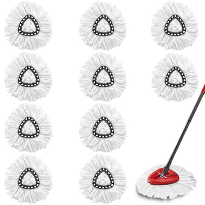 10Pack Spin Mop Replacement Heads,100% Microfiber Mop Head Replacement Compatible with Triangle Spin Mop, Easywring 1-Tank System, Easy Cleaning, Microfiber, Machine Washable - size: 10Pack