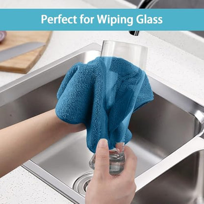 HOMEXCEL Navy Blue Microfiber Cleaning Cloth, 50 Pack Cleaning Towels for Kitchen, Lint Scratch Free, Highly Absorbent, and Reusable Cleaning Rags for House, Window and Glass, Cars, 11.5 X11.5 inch - color: Navy Blue