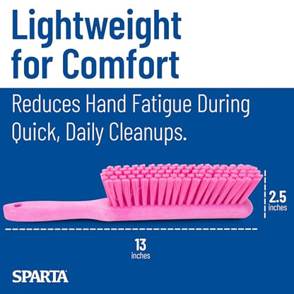 SPARTA 8 Inch Soft Counter Brush with Polyester Bristles and 5 Inch Handle, Color Coded Handheld Broom for Tables Countertops and Foodservice Surfaces, 13 Inch Overall Length, Pink - color: Pink