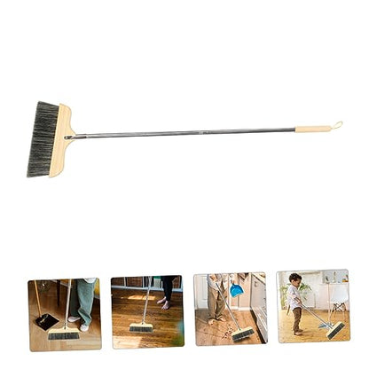 Hemobllo Long Handle Bristle Floor Broom with Wood and Construction Thick Soft Beveled Bristles for Indoor Outdoor Sweeping Easy Dust Collection for Home Kitchen Office Cleaning