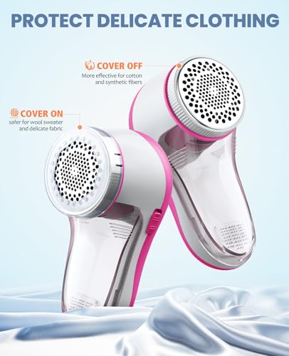 POPCHOSE Fabric Shaver, Lint Remover for Clothes, Electric Lint Shaver with 6-Leaf Blades, Sweater Shavers to Remove Pilling for Clothing, Couch, Furniture, Fuzz, Lint Ball, Bobbles, Pink - color: Pink