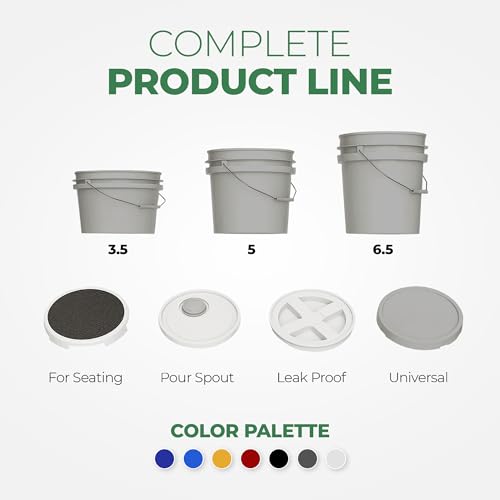 EconoHome 5-Gallon Grey Bucket Pail Container with Lid | Metal Handles with Plastic Grip | Easy Stack and Store | Heavy-Duty, Approx 90 MIL, Extra Durable | Food Grade | BPA Free - 2 Pack - color: Gray, size: 2 Pack