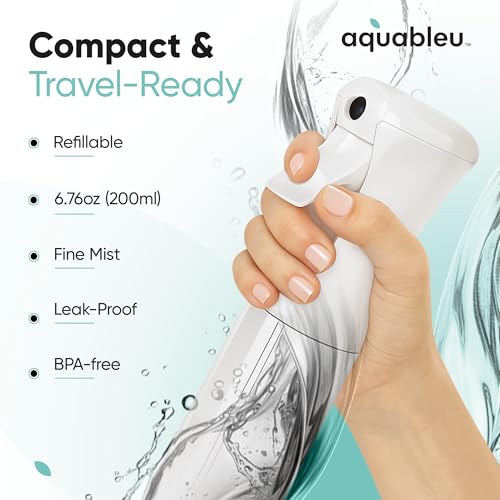 Aquableu Spray Bottle for Hair – Continuous Mist Spray Bottle for Hair Care, Styling, Cleaning, Plants, Pets & Essential Oils (Pack of 2 - Clear, 6.76oz/200ml) - color: Clear - Pack of 2