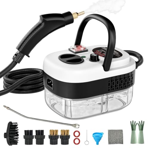 Steam Cleaner, Portable Pressurized Steamer for Cleaning with 14pcs Accessories, 6-Level Adjustable,15s Heat-Up, Handheld Steam Cleaner for Home, Tile, Dirt, Grout, Grease, Car Detailing (03-White) - color: 3-White