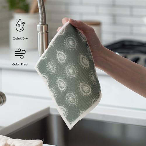 RECYCO Swedish Dishcloths for Kitchen | 5 Pack Gem Washable Dish Rags | Cellulose Reusable Cleaning Paper Towels | Absorbent Counter Dish Cloth Sponge Kitchen Wipes, 8" L x 7" W - color: Gem - 5 Pack