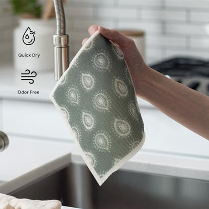 RECYCO Swedish Dishcloths for Kitchen | 5 Pack Gem Washable Dish Rags | Cellulose Reusable Cleaning Paper Towels | Absorbent Counter Dish Cloth Sponge Kitchen Wipes, 8" L x 7" W - color: Gem - 5 Pack