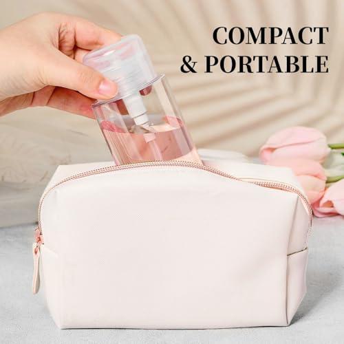 3 Pack Push Down Pump Bottle Dispenser for Makeup Remover, Facial Toner, Micellar Water, Alcohol, Nail Polish Remover Empty Push Top Bottles Containers 6.7oz/200ML - size: 6.7oz/200ml