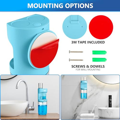 ZOFGENOW Automatic Mouthwash Dispenser for Bathroom,Bathroom Accessories 19.4 Fl Oz Dispensers with Magnetic Cups,Wall Mounted Dispenser,Suitable for All Age Groups,Blue - color: Blue