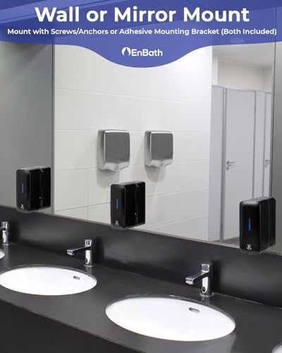 Automatic Soap Dispenser with Extra Large 40 oz. Capacity (Liquid/Gel) - Wall Mounted Hand Soap or Touchless Hand Sanitizer Unit for Commercial or Home Bathrooms - ADA Compliant (Black)