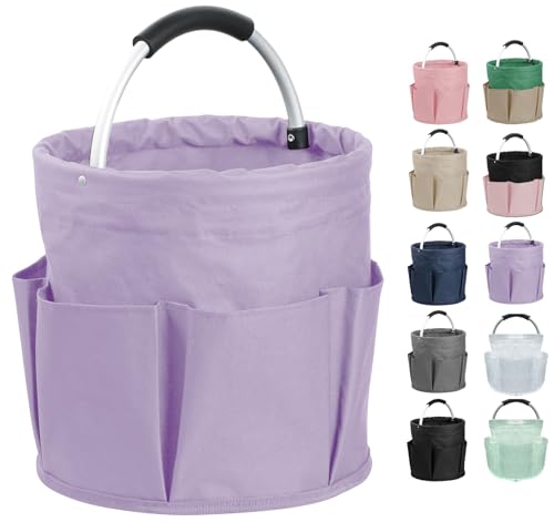 17L Purple Shower Caddy for Women, Foldable Cleaning Caddy with Handle and 6 Pockets, 600D Oxford Fabric Garden Tool Bag, Multifunctional Storage Basket for College, Dorm, Family, Purple - color: Purple, size: 1PCS
