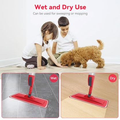 16.5 inch Microfiber Mop Pads for Rubbermaid Reveal Spray Mop and Any 16.5" Flat Mop - 10 Pack 13''-15'' Spray Mop Pad Reusable Washable Replacement Refills - Red & Grey - color: Grey and Red