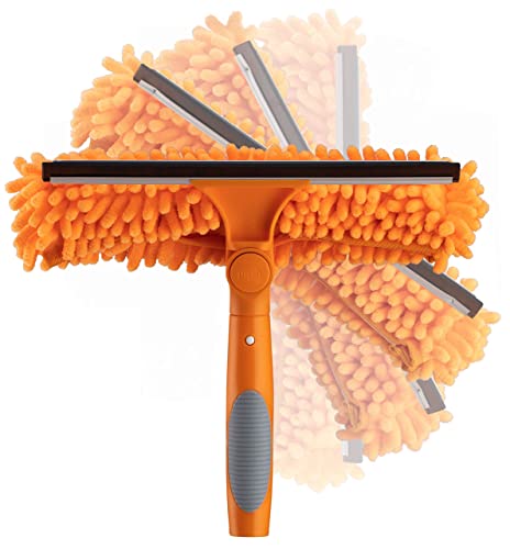1.5-3 ft Window Washing Squeegee Kit with Extension Pole (10+ Foot Reach) // Windows Cleaning Tool & Windows Washer Combo with Telescopic Extension Pole // Best Indoor Outdoor Window Washing Equipment