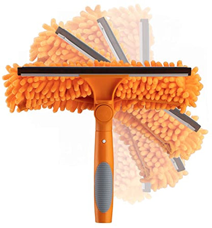 1.5-3 ft Window Washing Squeegee Kit with Extension Pole (10+ Foot Reach) // Windows Cleaning Tool & Windows Washer Combo with Telescopic Extension Pole // Best Indoor Outdoor Window Washing Equipment