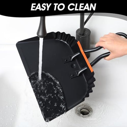 4 Pack 12 inch Heavy Duty Metal Dustpan Large Wide Dust Pans for Household Handheld Wide Scooper and Debris Cleaning Tool Ideal for Home and Commercial Use (Black)