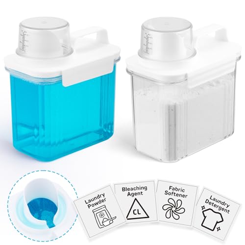 Laundry Detergent Dispenser-2 Pack, 51 oz Detergent Dispenser with 4 Removable Labels, Laundry Soap Dispenser for Laundry Room Organization and Storage, BPA Free & PET Plastic Clear - size: 51 oz