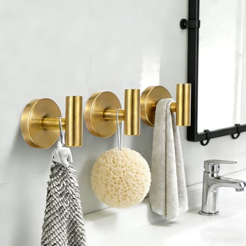4 Pack Suction Cup Hooks Strong Towel Shower Storage Gold Wall Twist Tight Suction Hooks for Wash Wreath Hanger Loofah - color: Gold