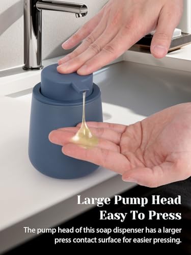 INGOFIN Ceramic Lotion Dispenser - 12oz Refillable Liquid Hand Soap Dispenser Bathroom, Modern Dish Soap Dispenser with Pump for Kitchen, Matte Blue - color: Matte Blue-liquid