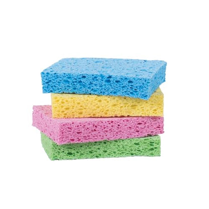 HIC Kitchen Pop-Up Sponges, Rectangular, Natural Vegetable Cellulose, Set of 4 - style: Pop Up, Set/4