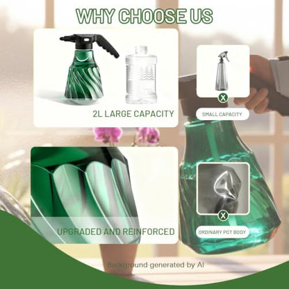 0.53 Gallon Rechargeable Electric Plant Mister Sprayer, Fine Mist & Continuous Spray for Indoor Plants, Garden, Vehicle Cleaning，Handheld Portable Sprayer with Adjustable Nozzle