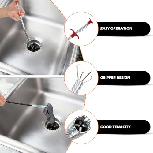 Drain Snake, 79-Inch Drain Clog Remover Tool, Flexible Grabber Claw for Bath Tub, Toilet, Kitchen Sink & Sewer