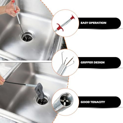 Drain Snake, 79-Inch Drain Clog Remover Tool, Flexible Grabber Claw for Bath Tub, Toilet, Kitchen Sink & Sewer