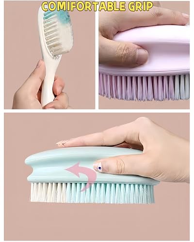 2 Pack Soft Bristle Cleaning Scrub Brush Laundry Brush Scrubber Brush for Clothes, Carpet and Fabric Stain Removal, Scrubbing Brush with Ergonomic Handle (Blue) - color: Blue