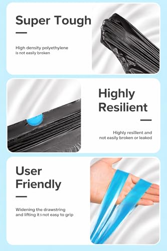 20 Count Drawstring Trash Bags, 12-13 Gallon Unscented Tall Kitchen Garbage Bags, 3 Mil Extra Thick & Leak-Proof, Easy Tie Cinch, Perfect for Kitchen Bathroom Office (60 * 70cm, Black) - size: 1 Count (Pack of 20), style: 60x70cm