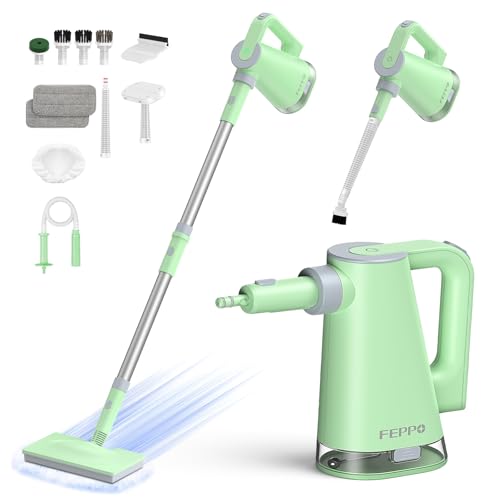 FEPPO Steam Mop & Detachable Handheld Steam Cleaner for Home and Floor Cleaning, 15s Heat-Up, 230°F Floor Steamer for Deep Cleaning with Multi-purpose Attachments Hardwood Floors, Tile,Grout,Furniture - color: Green