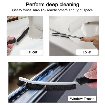 Crevice Cleaning Brush, Multifunctional Gap Cleaning Brush Tools with Hard Nylon Bristles, Ideal for Bathroom, Kitchen, Sink, Window, Black 6Pack
