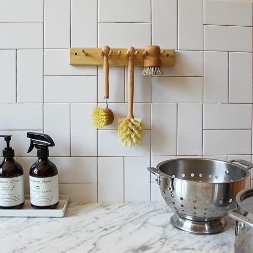 Murchison-Hume Compostable Dish Brush with Wooden Handle, Replaceable Scrubber Head, No Plastic Parts, All-Natural Materials Scrubbing Tool for Cleaning Pans, Pots, and Kitchen Sink, 8.3 inches
