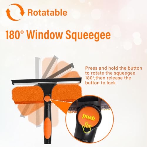 26FT Telescoping Window Squeegee Kit | 2-in-1 Professional Window Washer & Microfiber Scrubber with Extension Pole | High Reach Cleaning Tool for Outdoor, Indoor Windows & Glass - size: 20FT
