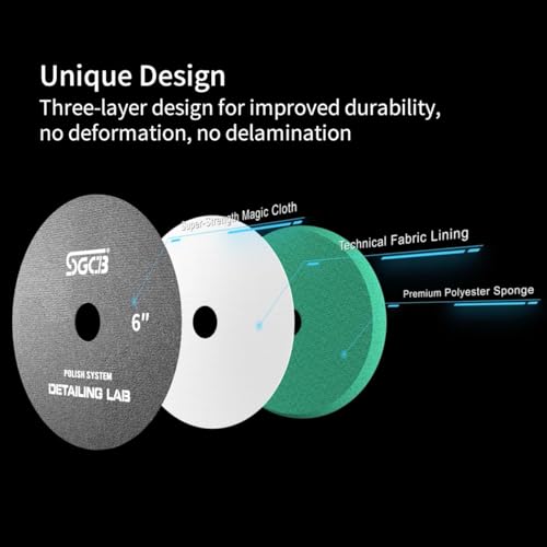 SGCB Thin Foam Polishing Pads Buffer Pads Hook and Loop Buffing Foam Pads Sponge Polish Pad 4Pcs Coarse to Fine-for DA&RO Polisher Compounding, Polishing, Finishing and Waxing