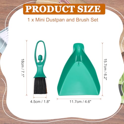 uxcell 2 Pcs Mini Dustpan and Brush Set, Small Broom and Dustpan Set for Office Tabletops Sofas Keyboards Home Cleaning Tool, Blue Green - color: Blue Green