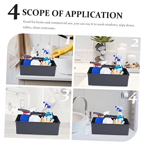 Happyyami Thick Plastic Cleaning Basket with Portable Handle Versatile Storage Organizer for Cleaning Tools and Supplies for Home and Office Use