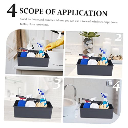Happyyami Thick Plastic Cleaning Basket with Portable Handle Versatile Storage Organizer for Cleaning Tools and Supplies for Home and Office Use