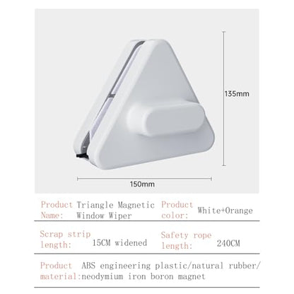 Windshield Magnetic Car Window Cleaner,Magnetic Windshield Cleaner Tool, Double-Sided Window Cleaner Glass Wiper, Triangle Shape, White(Glass 3-10mm)