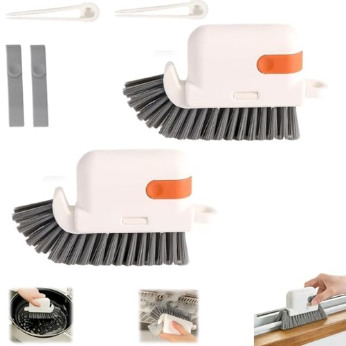 3-in-1 Removable Window Slot Brush,New Window Groove Cleaning Brush, Portable Window Track Cleaner Window Groove Cleaning Brush Tools with Hidden Scraper for Home Window Groove (Orange-2PCS) - color: Orange-2pcs