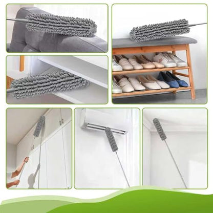 8-Piece Microfiber Feather Duster Set with Extension Pole (16.1" to 100"), Extendable Cobweb & Ceiling Fan Duster for Cleaning Cobweb, Ceiling Fan, Blind, Furniture - color: 8-piece Set With Chenille Head