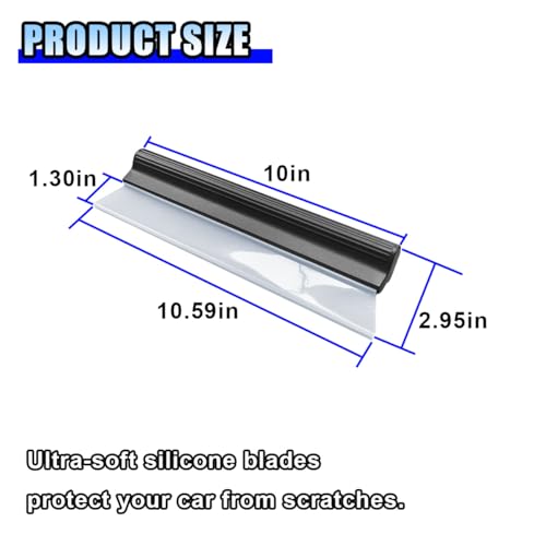 2PCS Automotive Squeegee, 10 Inch T-Bar Water Blade Squeegee for Drying, Flexible Silicone Car Water Wiper, Car Water Squeegee Fits Windshield, Glass, Mirror, Bathroom, Window (10inch) - size: 10inch