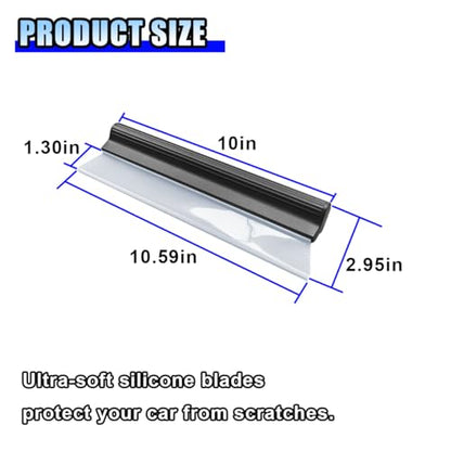 2PCS Automotive Squeegee, 10 Inch T-Bar Water Blade Squeegee for Drying, Flexible Silicone Car Water Wiper, Car Water Squeegee Fits Windshield, Glass, Mirror, Bathroom, Window (10inch) - size: 10inch