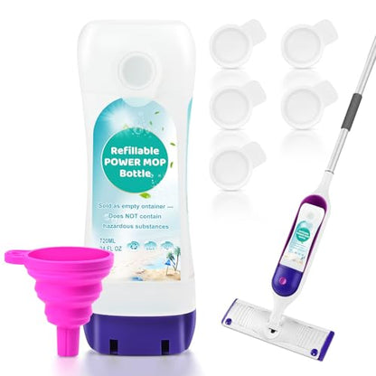 Refillable Solution Bottle for Swiffer Power Mop,Leak-Proof Reusable Empty Cleaner Container, Universal Fit for Any Liquid Cleaner, Easy Install - size: 24 Ounces