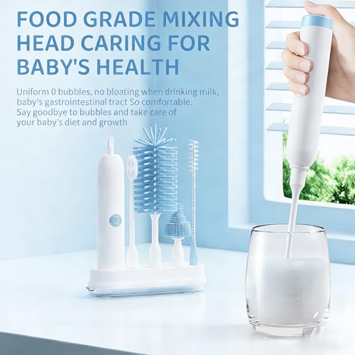 Rechargeable Electric Bottle Brush with Stand - 360° Spin Silicone Cleaner for Baby Bottles, Breast Pumps & Small Household Containers (Sea Blue) - color: Sea Blue