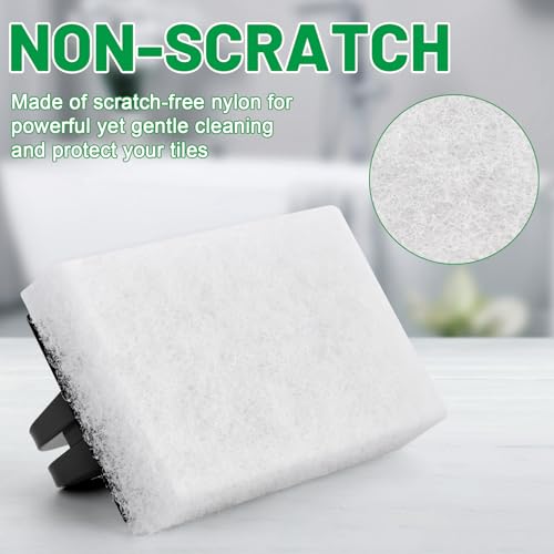 18 Pack Handled Bath Scrubber Set Bathtub Scouring Pad 15 Non-Scratch Bathroom Scrubbing Pads with 3 Handles Reusable Cleaning Sponge for Cleaning Shower Tile Sink Pool Areas