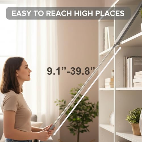 Flat Gap Dust Cleaner with Extendable Pole, Bafezoze Retractable Under Appliance Duster with 2 Washable Microfiber Pads, Slim Flexible Gap Mop for Cleaning Under Bed Sofa Cabinet Refrigerator Gray - size: Gap Duster Grey 2PCs